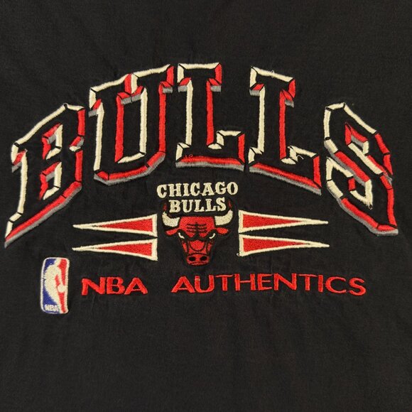 Vintage 90s Chicago Bulls T-Shirt Black Unisex‎ M Embroidered Streetwear - Picture 2 of 8